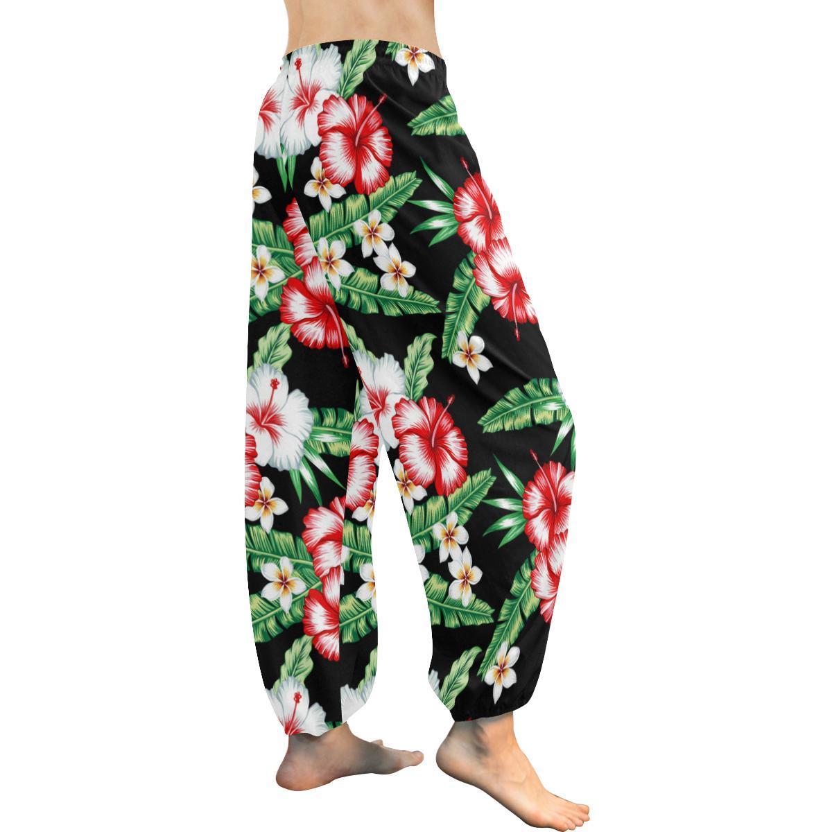 hawaiian flower tropical leaves Harem Pants