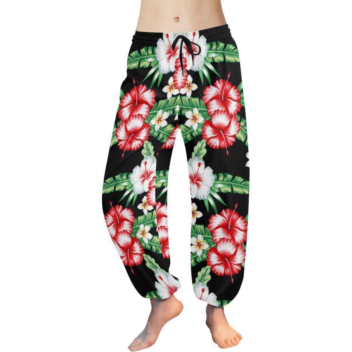 hawaiian flower tropical leaves Harem Pants