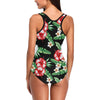 hawaiian flower tropical leaves Women's One Piece Swimsuit (Model S04)