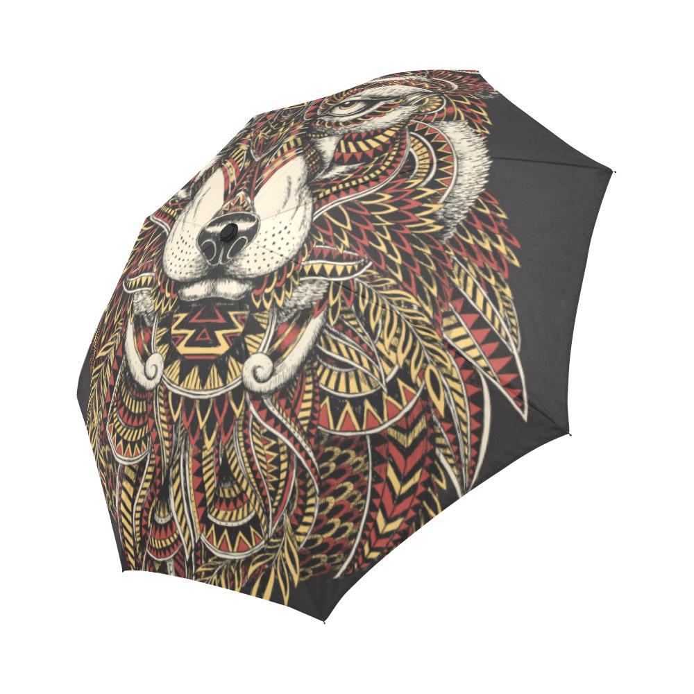 Red Wolf Tribal Automatic Foldable Umbrella