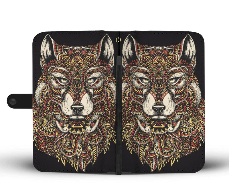 Red Wolf Tribal Wallet Phone Case