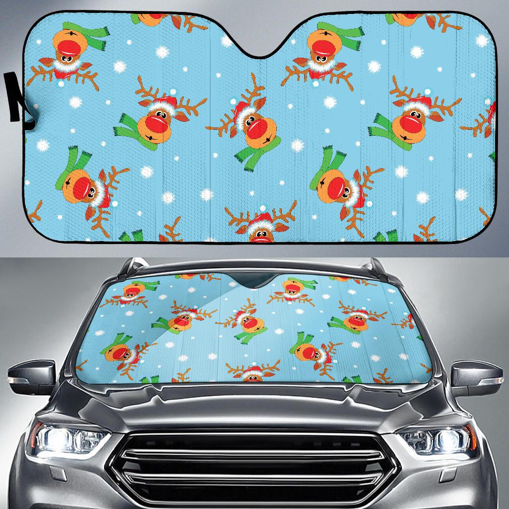 Reindeer cute Pattern Print Design 02 Car Sun Shades-JORJUNE.COM