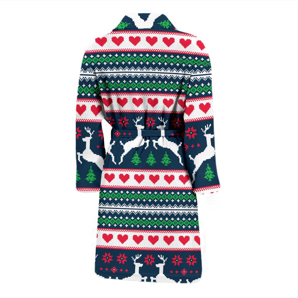 Reindeer Pattern Print Design 03 Men Bathrobe-JORJUNE.COM