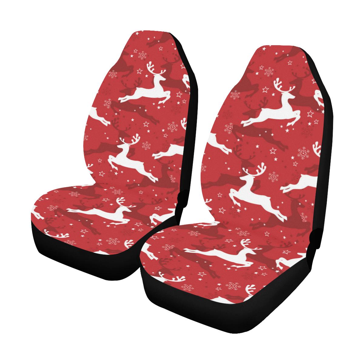 Reindeer Red Pattern Print Design 01 Car Seat Covers (Set of 2)-JORJUNE.COM