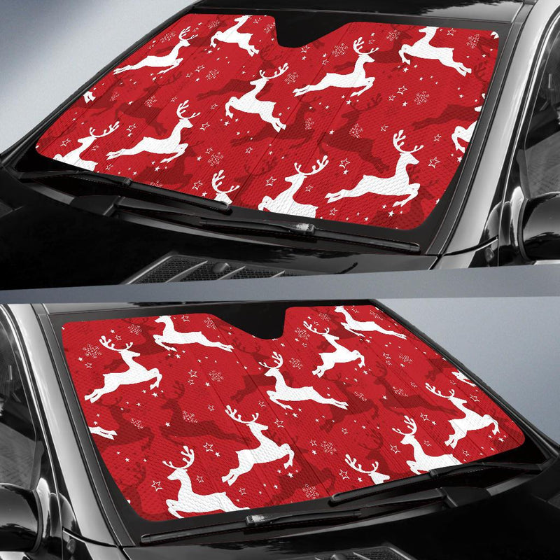 Reindeer Red Pattern Print Design 01 Car Sun Shades-JORJUNE.COM