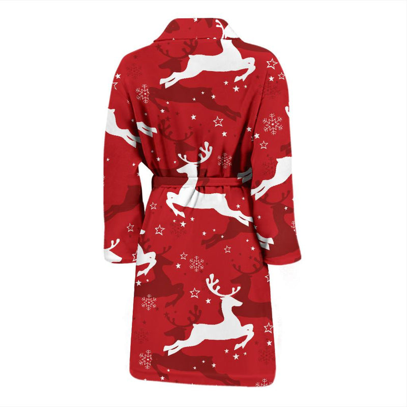 Reindeer Red Pattern Print Design 01 Men Bathrobe-JORJUNE.COM
