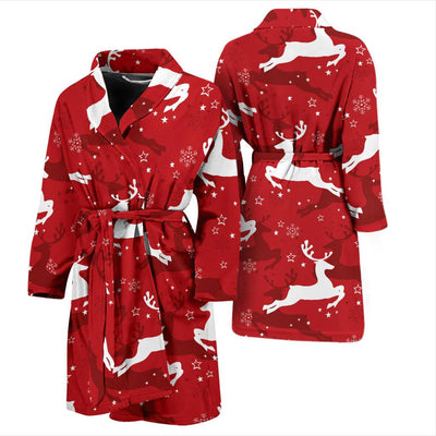 Reindeer Red Pattern Print Design 01 Men Bathrobe-JORJUNE.COM