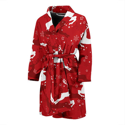 Reindeer Red Pattern Print Design 01 Men Bathrobe-JORJUNE.COM