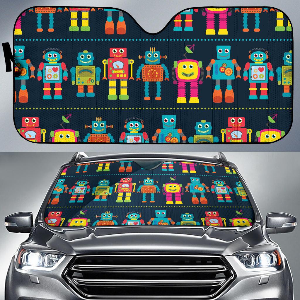 Robot Pattern Print Design A01 Car Sun Shades-JORJUNE.COM