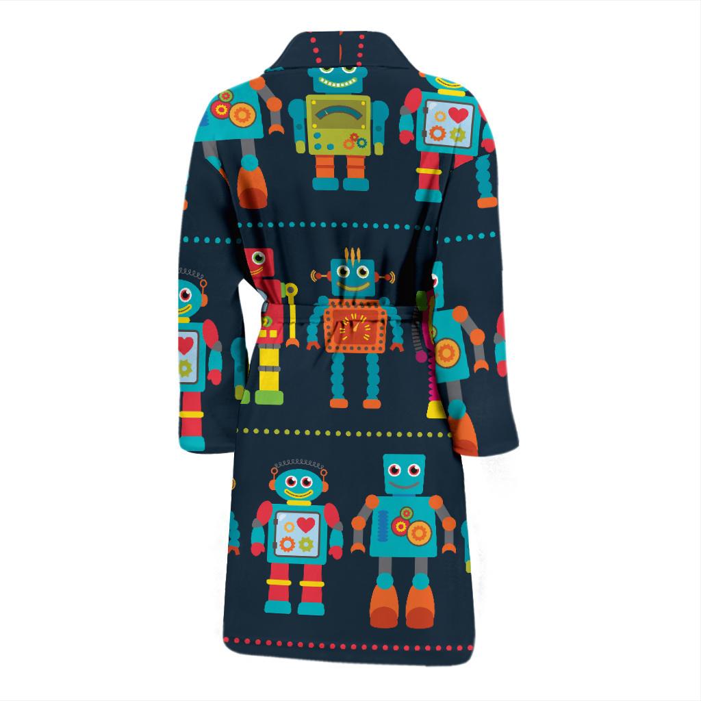Robot Pattern Print Design A01 Men Bathrobe-JORJUNE.COM