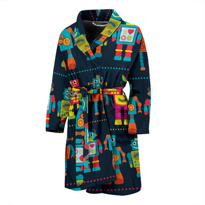 Robot Pattern Print Design A01 Men Bathrobe-JORJUNE.COM