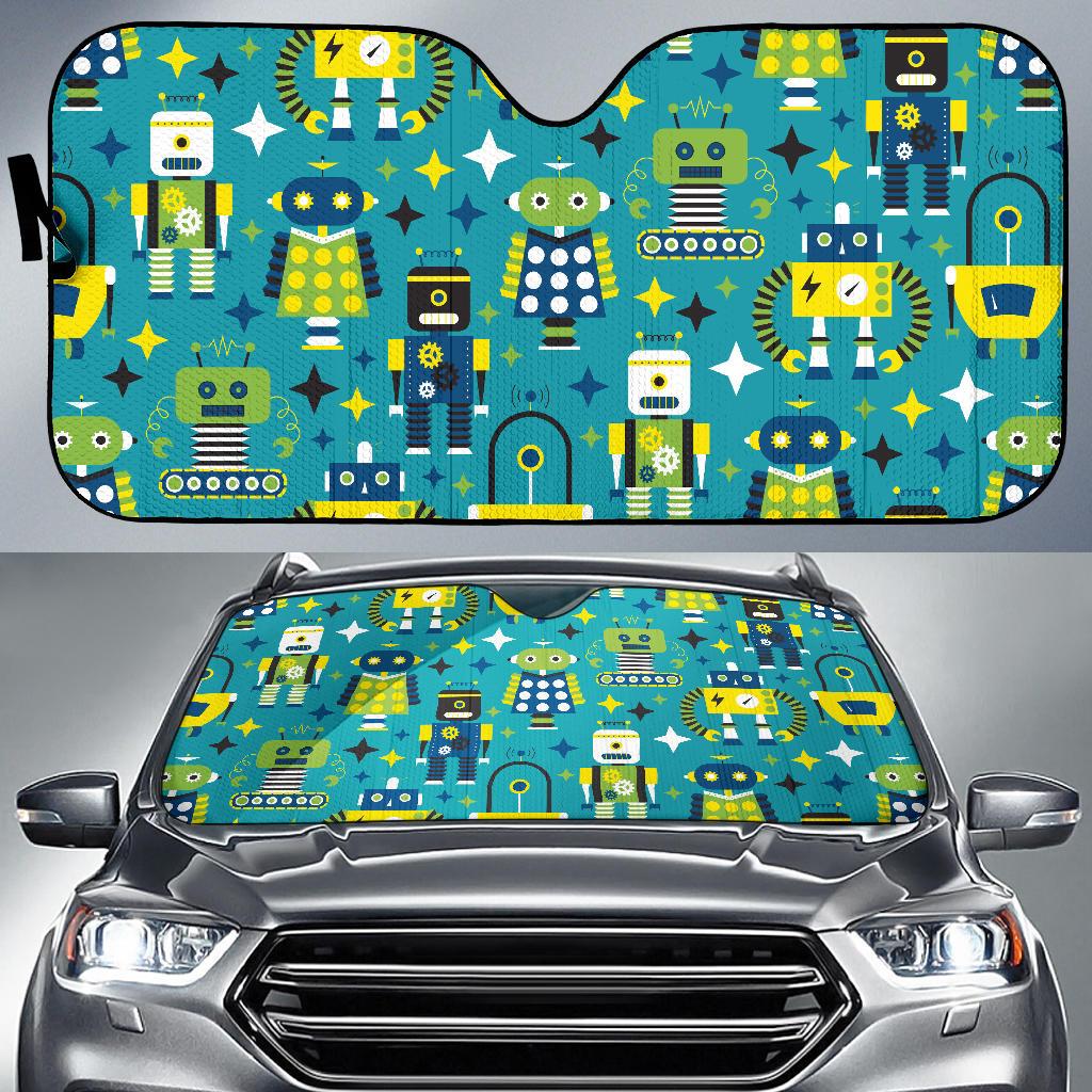 Robot Pattern Print Design A02 Car Sun Shades-JORJUNE.COM