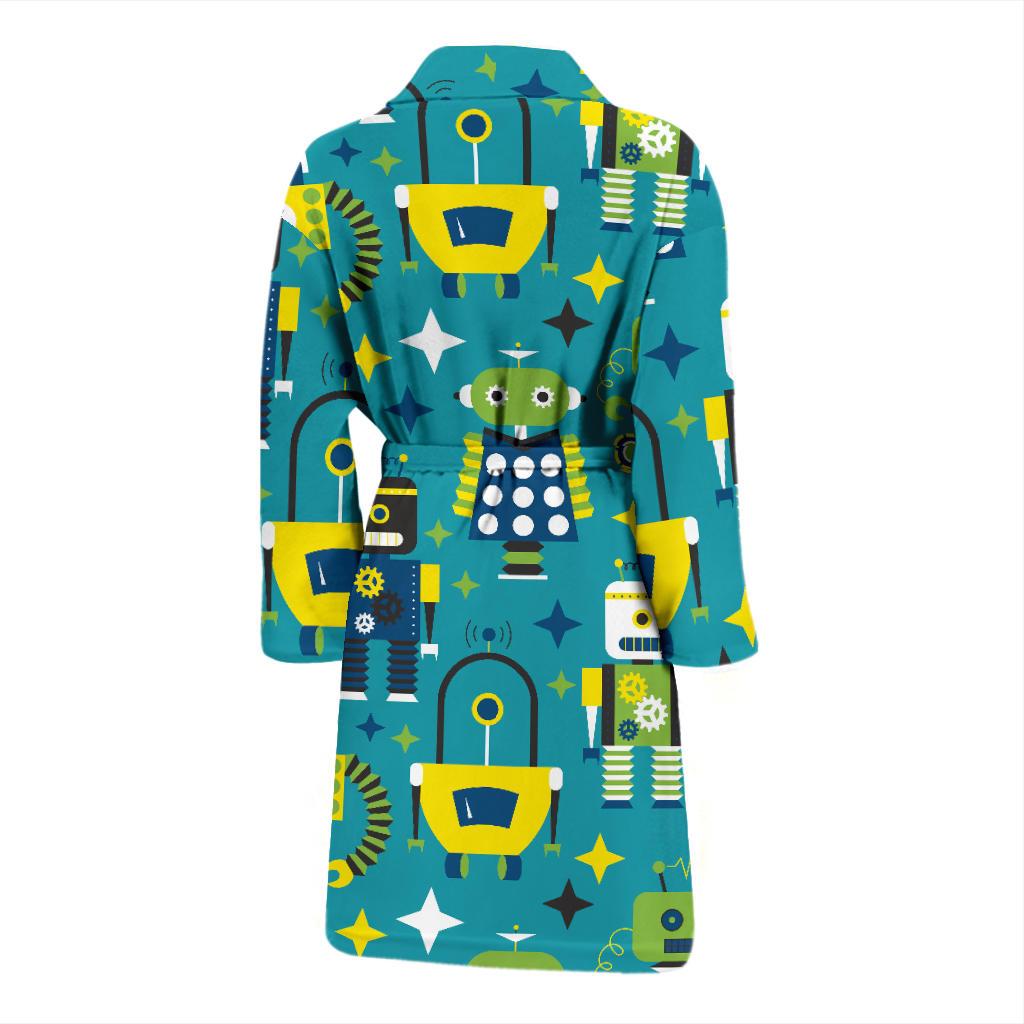 Robot Pattern Print Design A02 Men Bathrobe-JORJUNE.COM