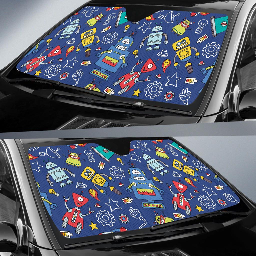 Robot Pattern Print Design A03 Car Sun Shades-JORJUNE.COM