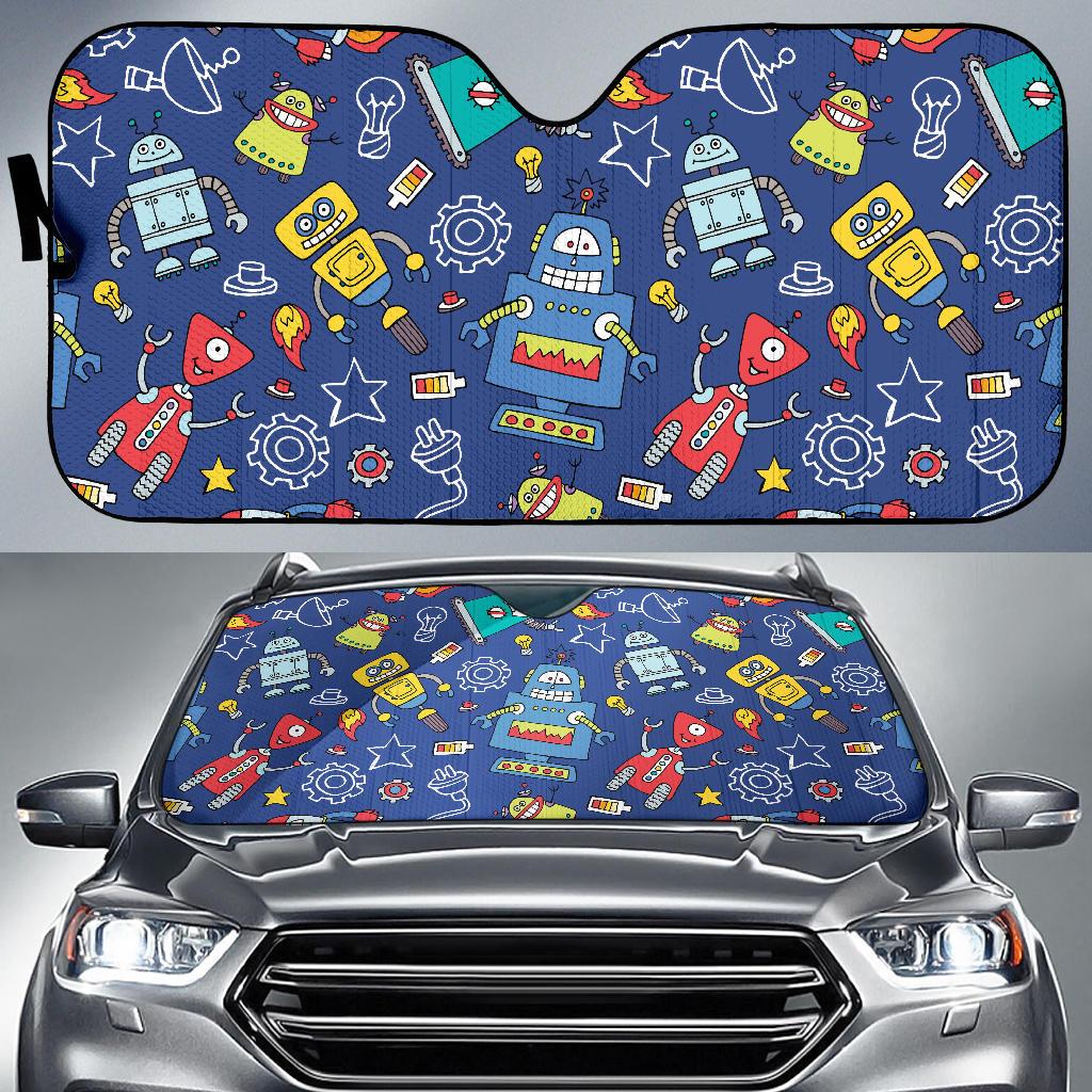 Robot Pattern Print Design A03 Car Sun Shades-JORJUNE.COM