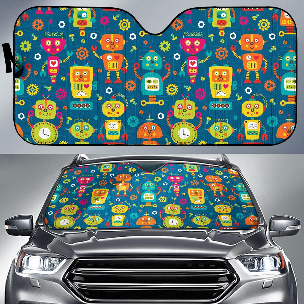 Robot Pattern Print Design A04 Car Sun Shades-JORJUNE.COM
