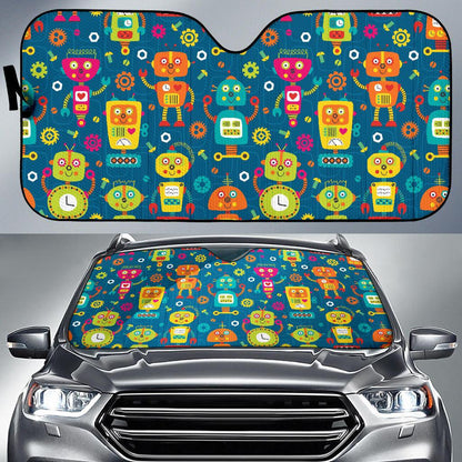 Robot Pattern Print Design A04 Car Sun Shades-JORJUNE.COM