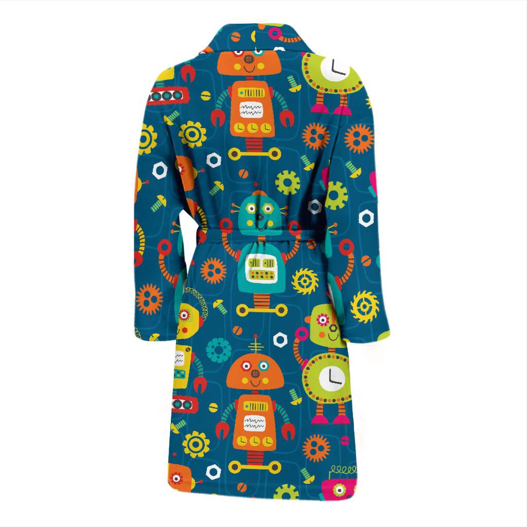 Robot Pattern Print Design A04 Men Bathrobe-JORJUNE.COM