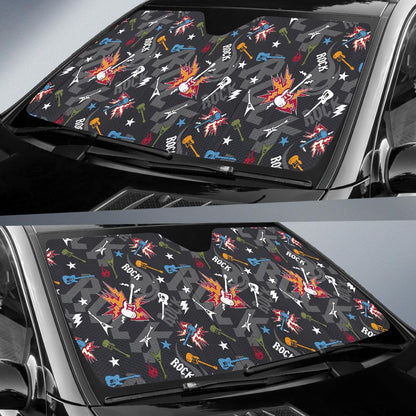 Rock and Roll Pattern Print Design A01 Car Sun Shades-JORJUNE.COM