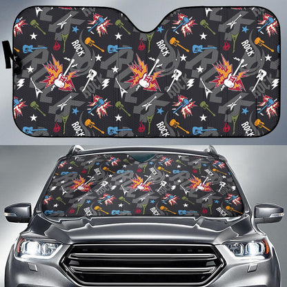 Rock and Roll Pattern Print Design A01 Car Sun Shades-JORJUNE.COM