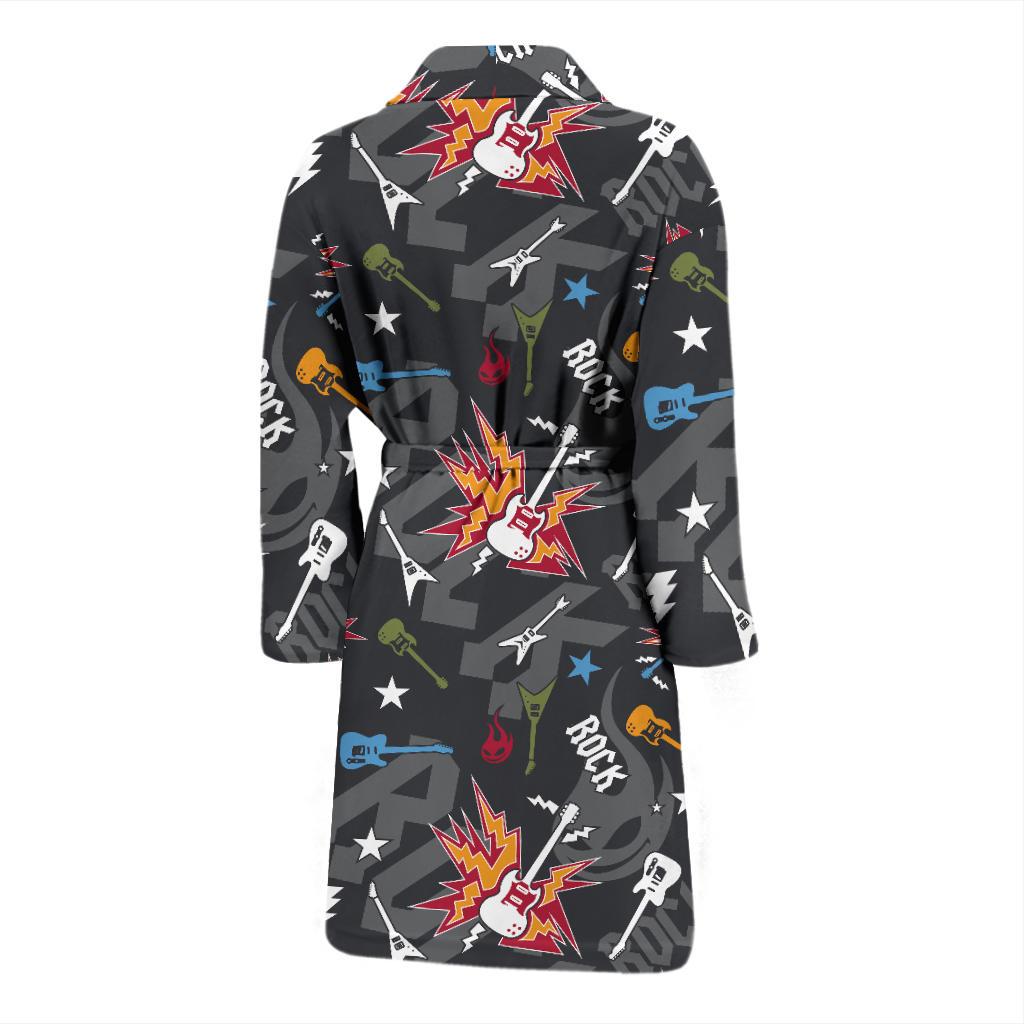 Rock and Roll Pattern Print Design A01 Men Bathrobe-JORJUNE.COM