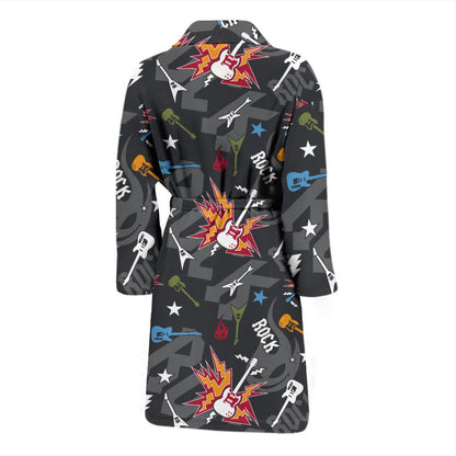 Rock and Roll Pattern Print Design A01 Men Bathrobe-JORJUNE.COM