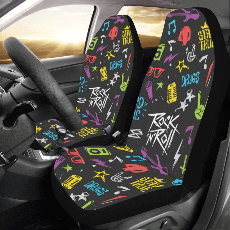 Rock and Roll Pattern Print Design A02 Car Seat Covers (Set of 2)-JORJUNE.COM