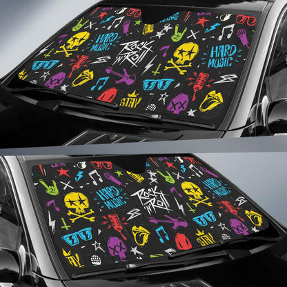 Rock and Roll Pattern Print Design A02 Car Sun Shades-JORJUNE.COM