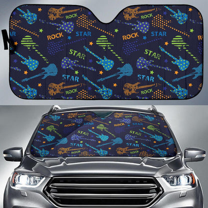 Rock and Roll Pattern Print Design A04 Car Sun Shades-JORJUNE.COM