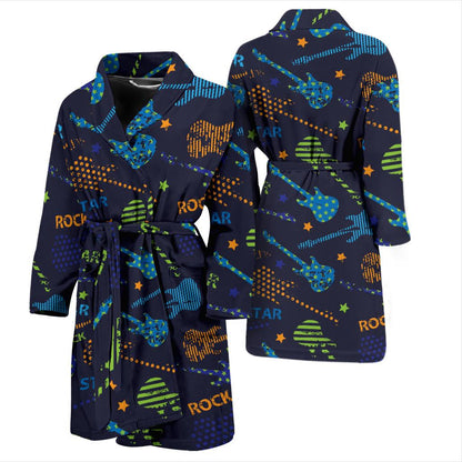 Rock and Roll Pattern Print Design A04 Men Bathrobe-JORJUNE.COM