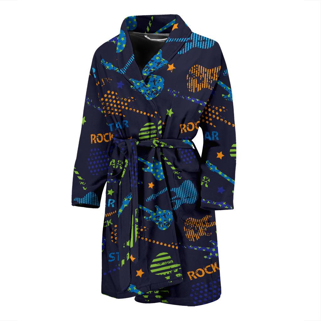 Rock and Roll Pattern Print Design A04 Men Bathrobe-JORJUNE.COM
