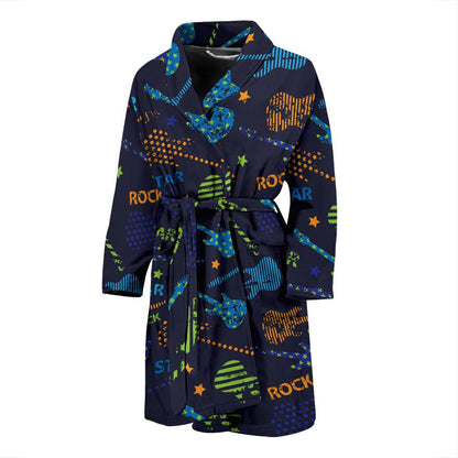 Rock and Roll Pattern Print Design A04 Men Bathrobe-JORJUNE.COM