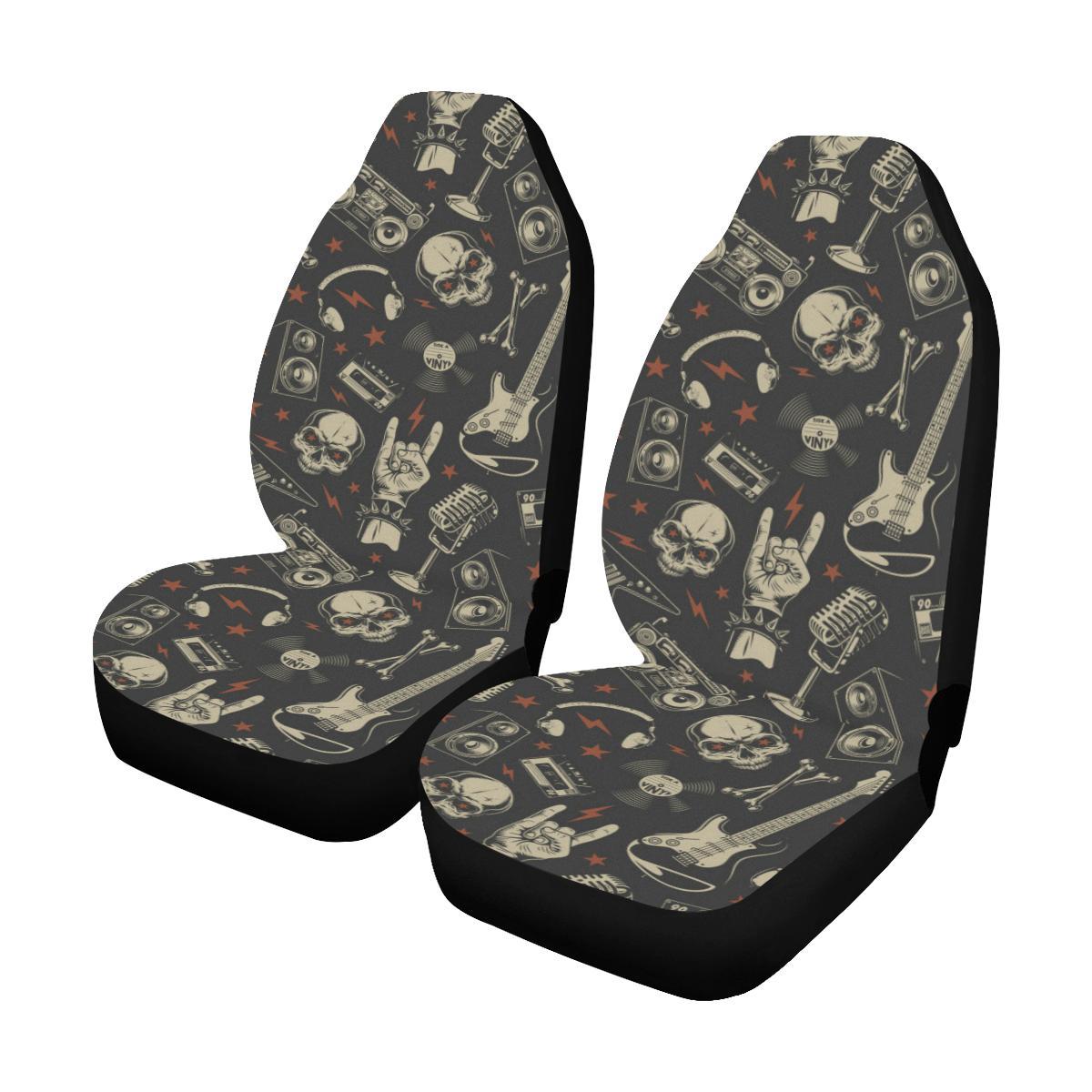 Rock and Roll Skull Pattern Print Design A03 Car Seat Covers (Set of 2)-JORJUNE.COM