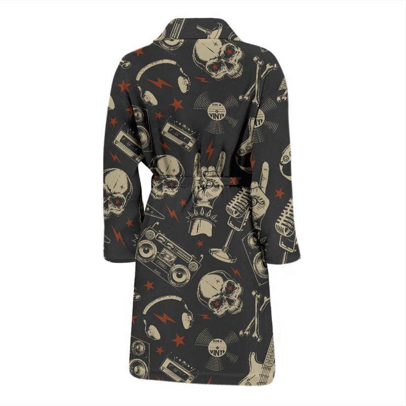 Rock and Roll Skull Pattern Print Design A03 Men Bathrobe-JORJUNE.COM