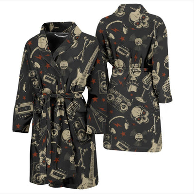 Rock and Roll Skull Pattern Print Design A03 Men Bathrobe-JORJUNE.COM