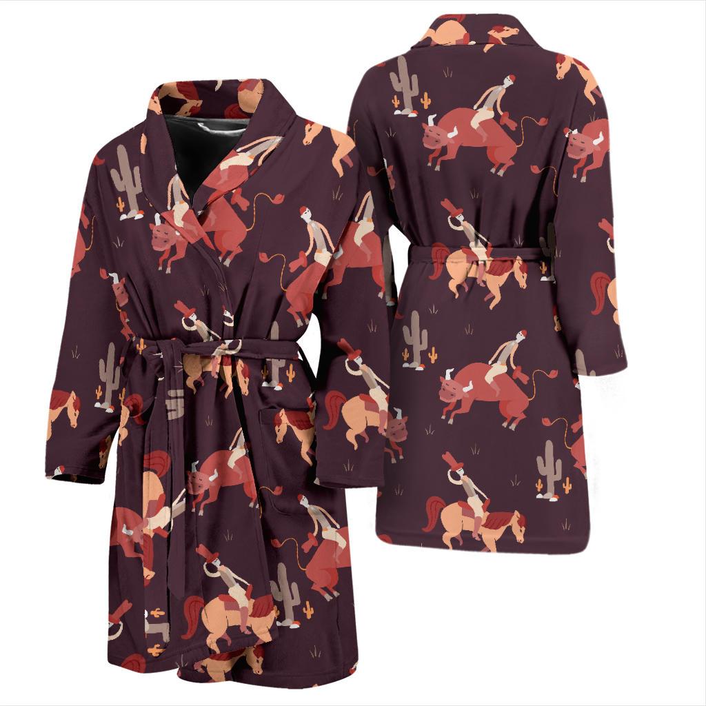 Rodeo Pattern Print Design A01 Men Bathrobe-JORJUNE.COM