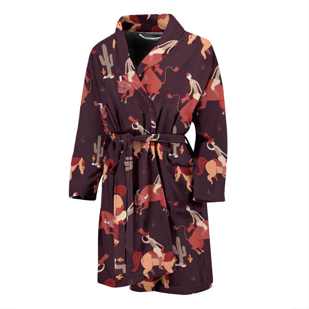 Rodeo Pattern Print Design A01 Men Bathrobe-JORJUNE.COM