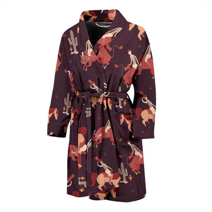 Rodeo Pattern Print Design A01 Men Bathrobe-JORJUNE.COM