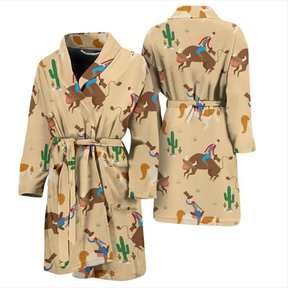 Rodeo Pattern Print Design A02 Men Bathrobe-JORJUNE.COM