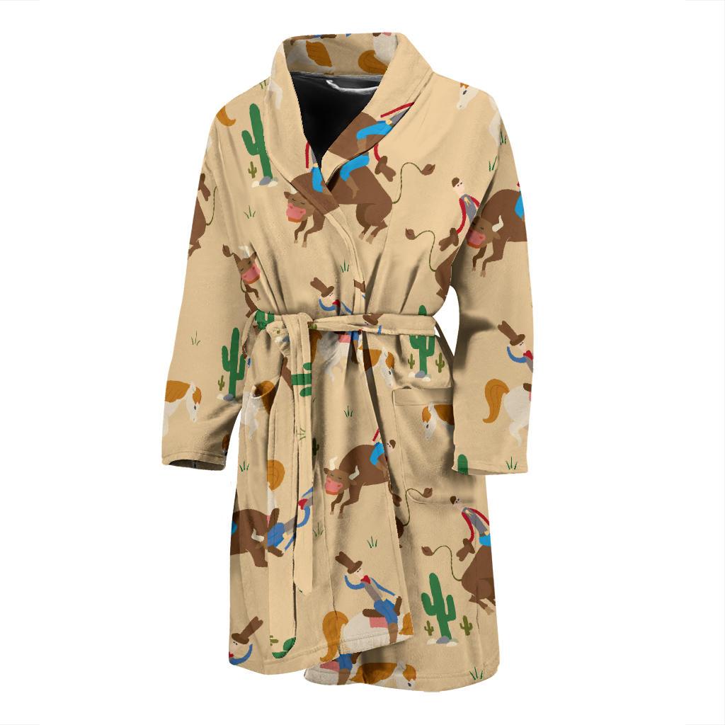 Rodeo Pattern Print Design A02 Men Bathrobe-JORJUNE.COM