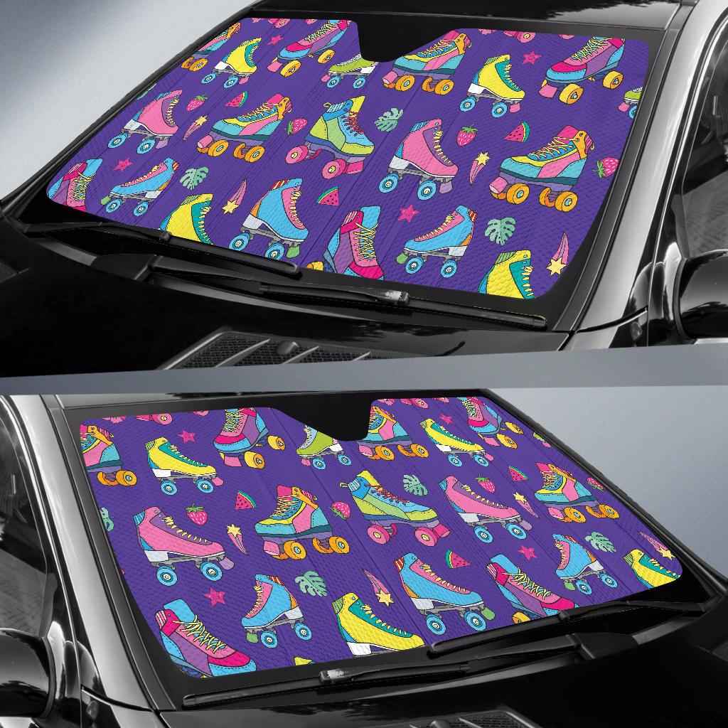 Roller skate Colorful Pattern Print Design A05 Car Sun Shades-JORJUNE.COM