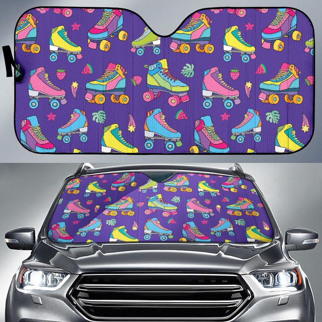 Roller skate Colorful Pattern Print Design A05 Car Sun Shades-JORJUNE.COM