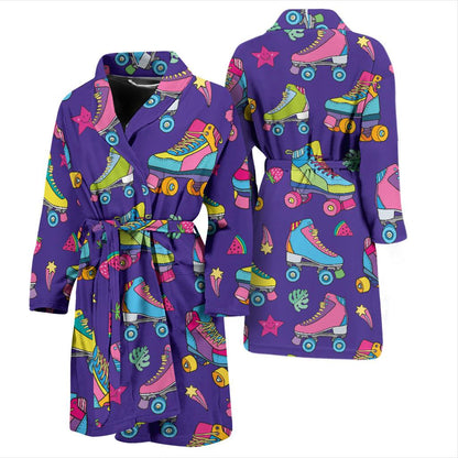 Roller skate Colorful Pattern Print Design A05 Men Bathrobe-JORJUNE.COM