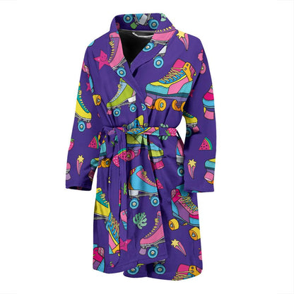 Roller skate Colorful Pattern Print Design A05 Men Bathrobe-JORJUNE.COM