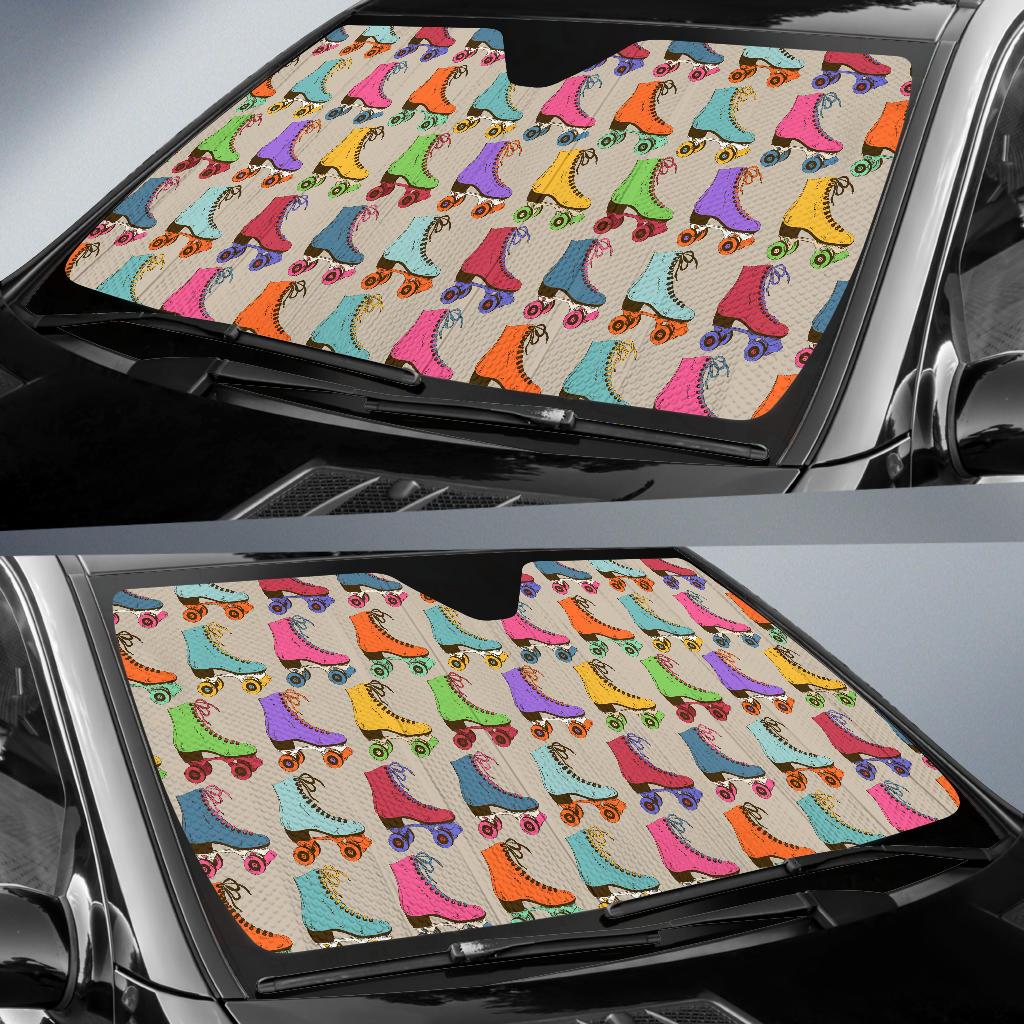 Roller skate Pattern Print Design A01 Car Sun Shades-JORJUNE.COM