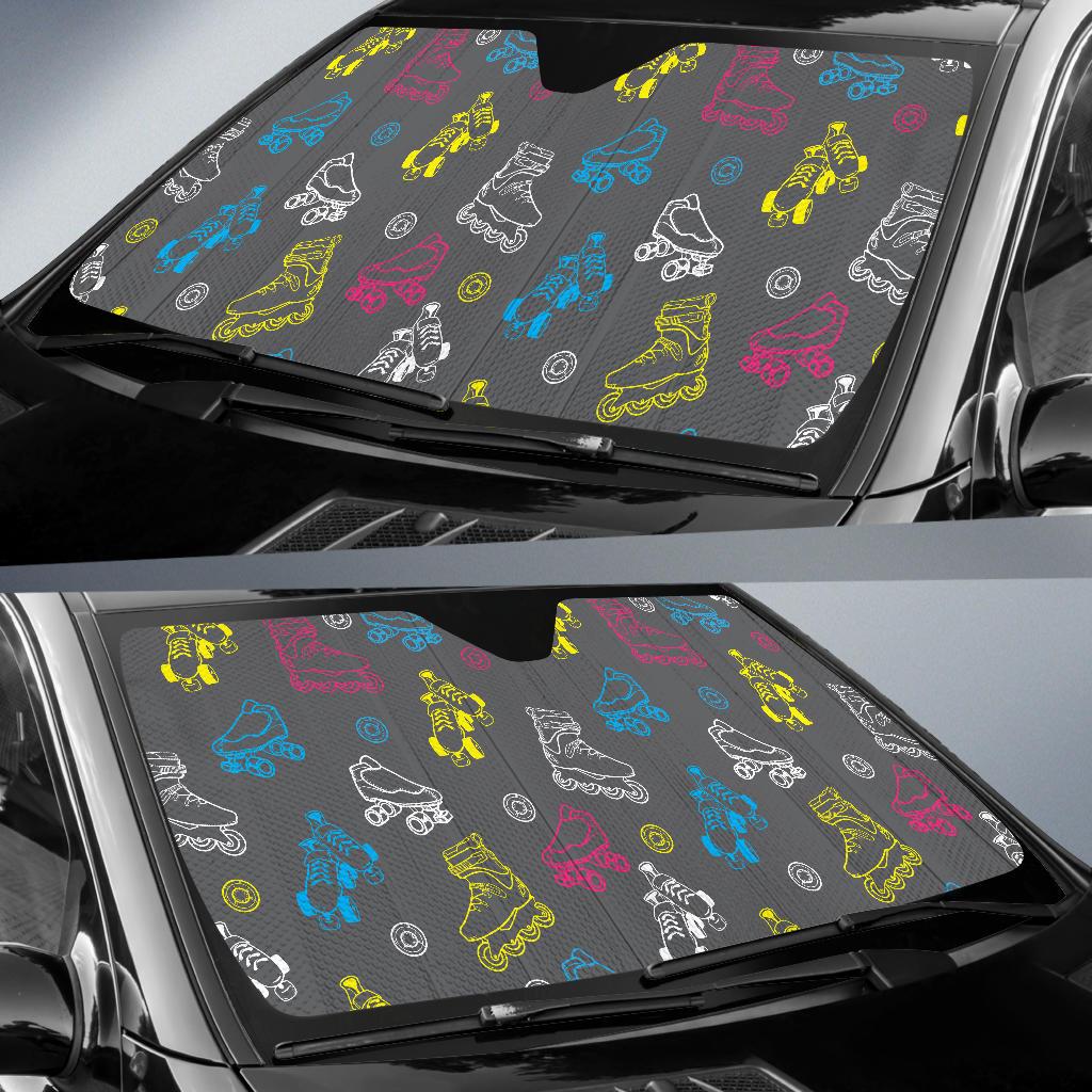 Roller skate Pattern Print Design A02 Car Sun Shades-JORJUNE.COM