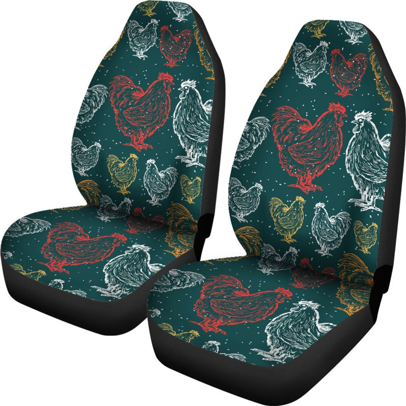 Rooster Hand Draw Design Universal Fit Car Seat Covers