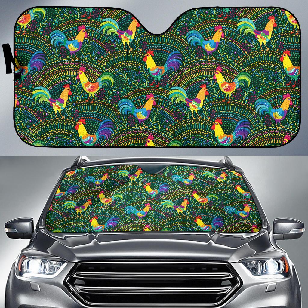 Rooster Pattern Print Design A01 Car Sun Shades-JORJUNE.COM