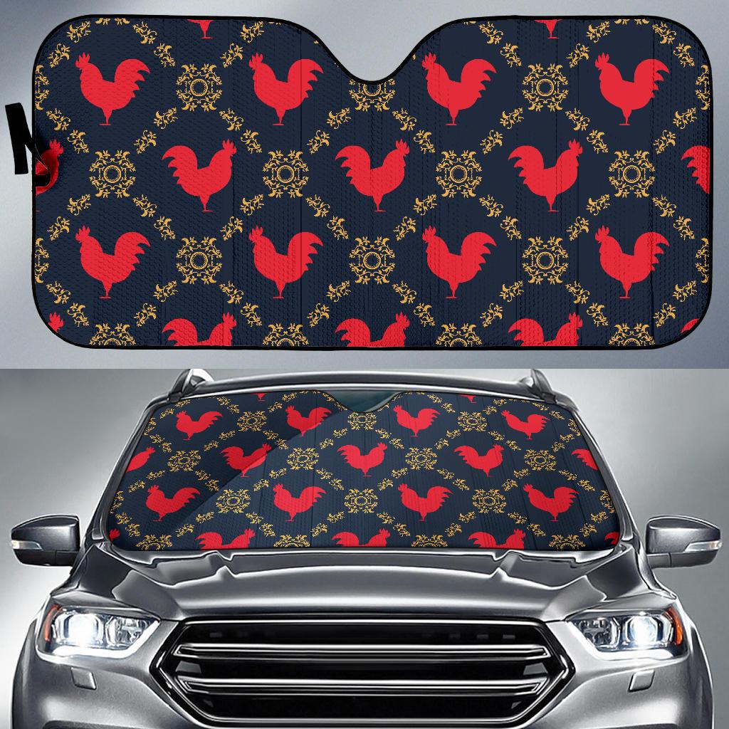 Rooster Pattern Print Design A02 Car Sun Shades-JORJUNE.COM