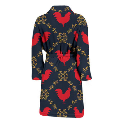 Rooster Pattern Print Design A02 Men Bathrobe-JORJUNE.COM